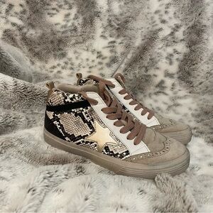 Step Back in Style: ShuShop Paulina Snake Print Mid-Top Sneakers